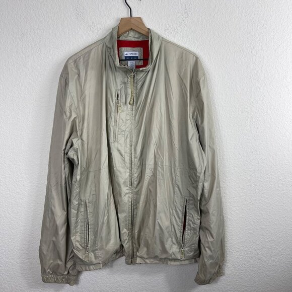 Sperry Men’s XL Tan Lightweight Windbreaker Jacket – Zip-Up, Adjustable Cuffs - Picture 2 of 5